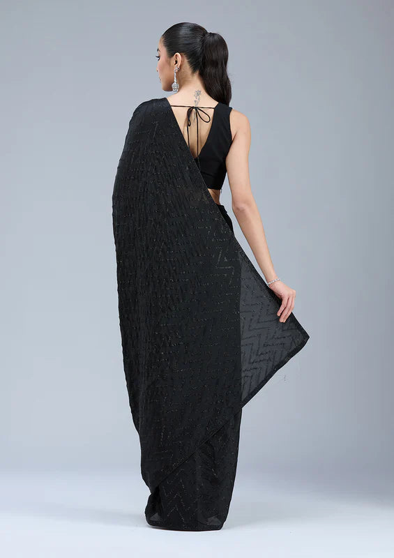 Black Saree with laces