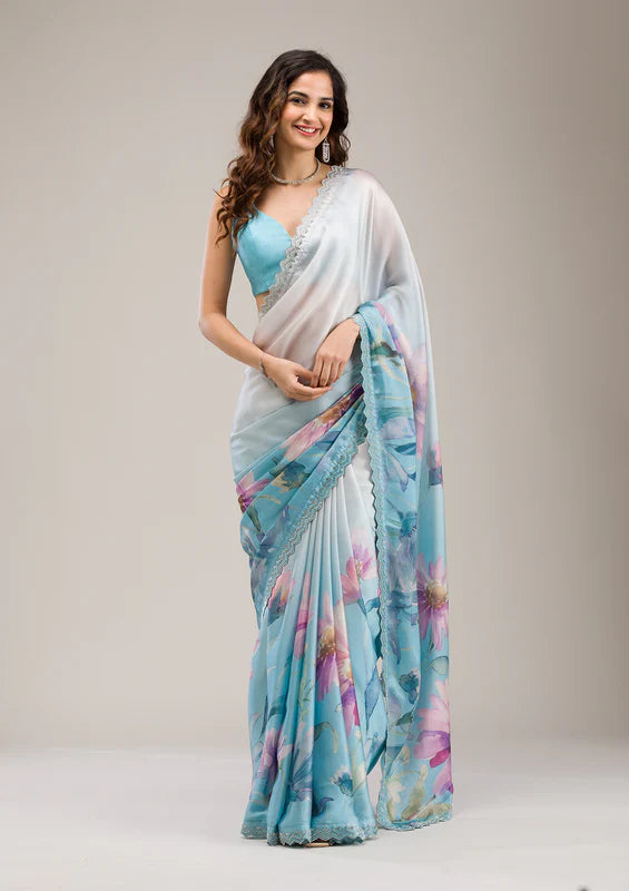 Blue Causal Saree