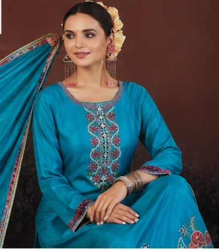 Blue Embroidered Suit Set