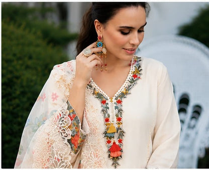 Yellow Floral Embroidered Suit Set