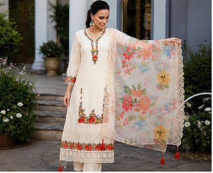 Yellow Floral Embroidered Suit Set
