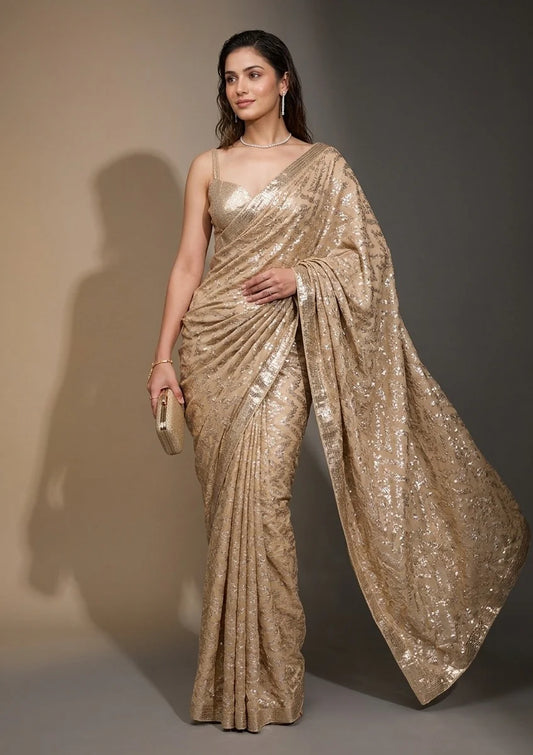 Beige Party wear saree