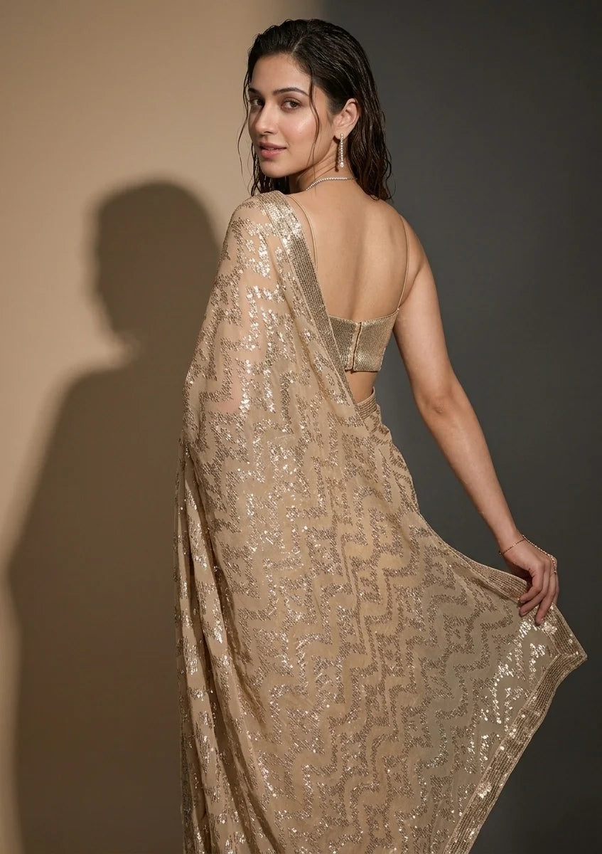 Beige Party wear saree