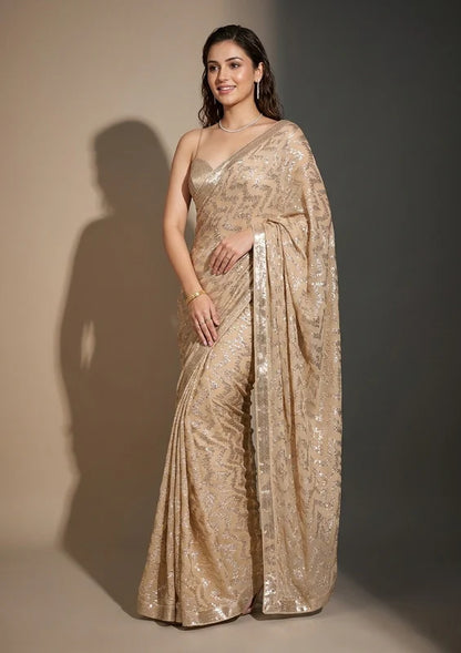 Beige Party wear saree