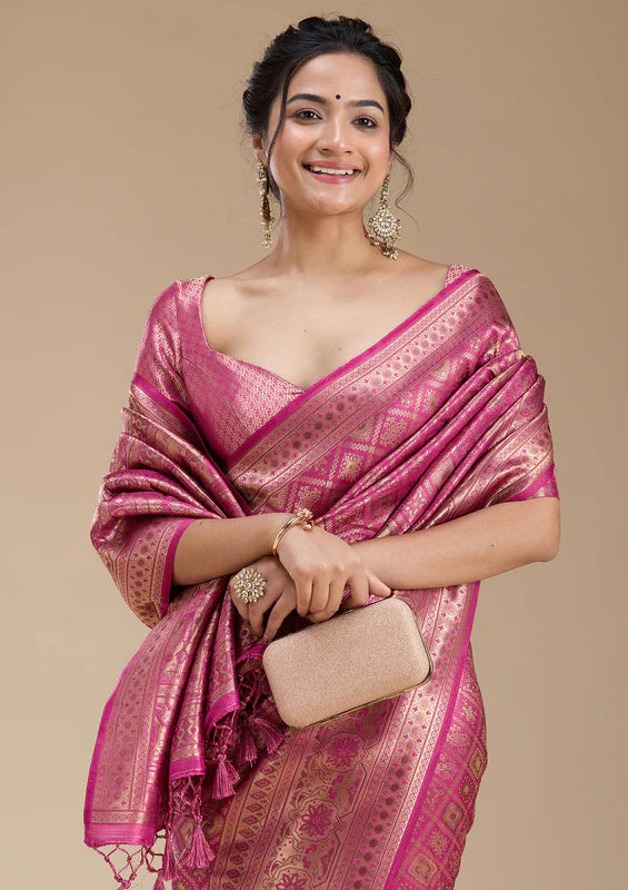 Pink Pattu saree