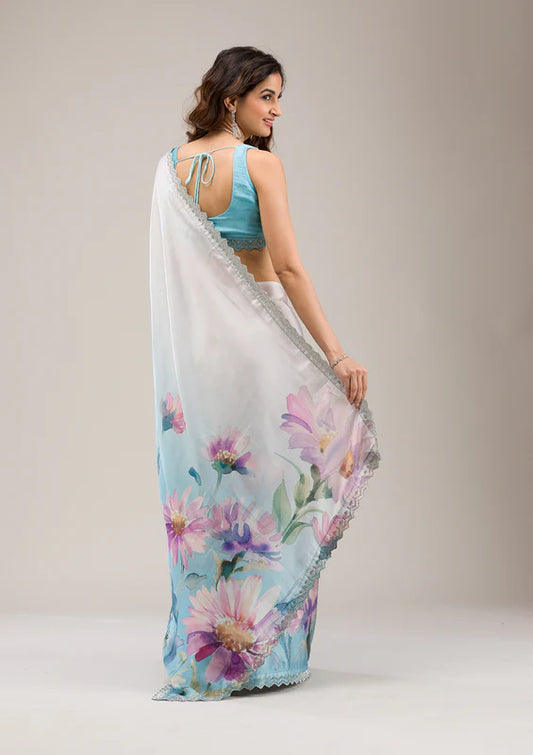 Blue Causal Saree