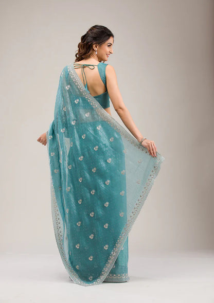 Teal Blue Saree